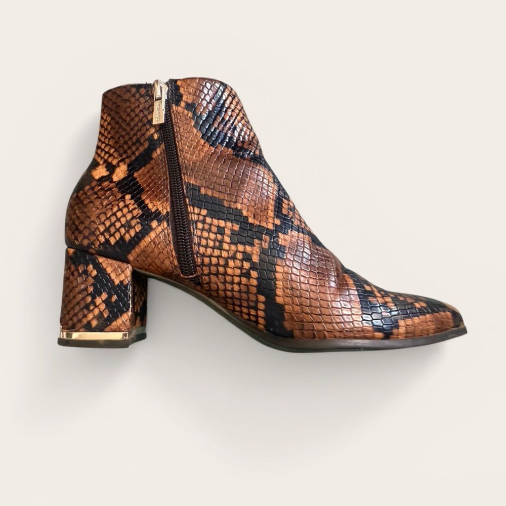 Calvin Klein Fioranna Snake Print Ankle Boots Block Heel Size 6